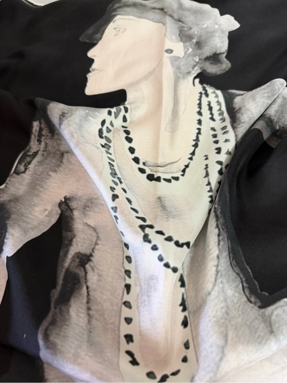 Chanel Mademoiselle Coco print Portrait Silk Scarf. - Picture 16 of 16
